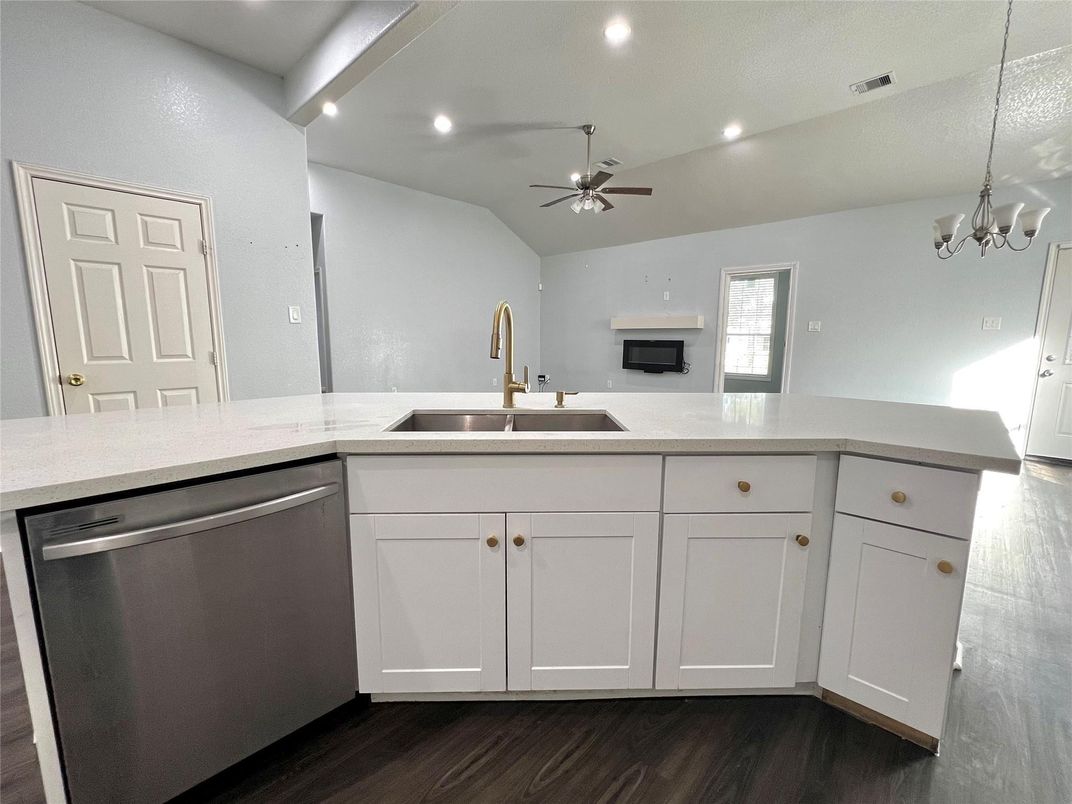 Interior, Kitchen, Recessed Lighting, Wood Texture Flooring