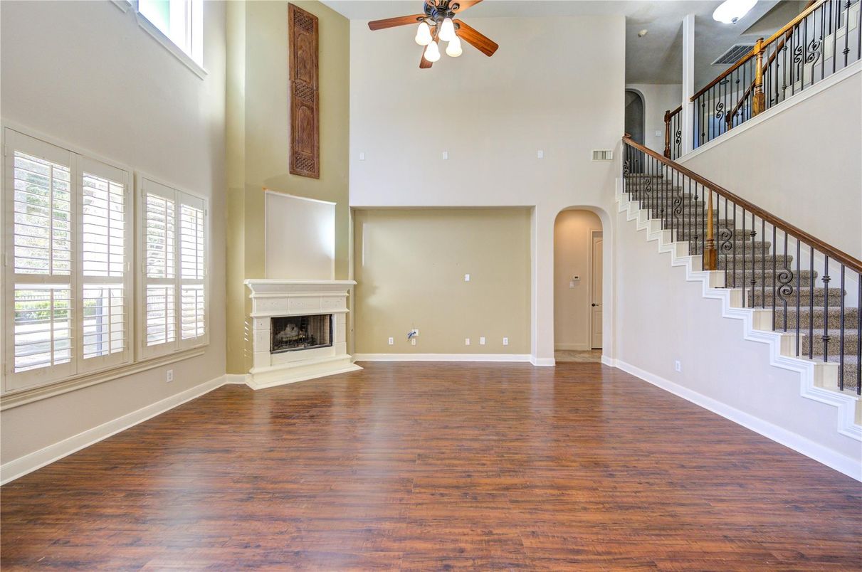 Empty room, Fireplace, Interior, Wood Texture Flooring