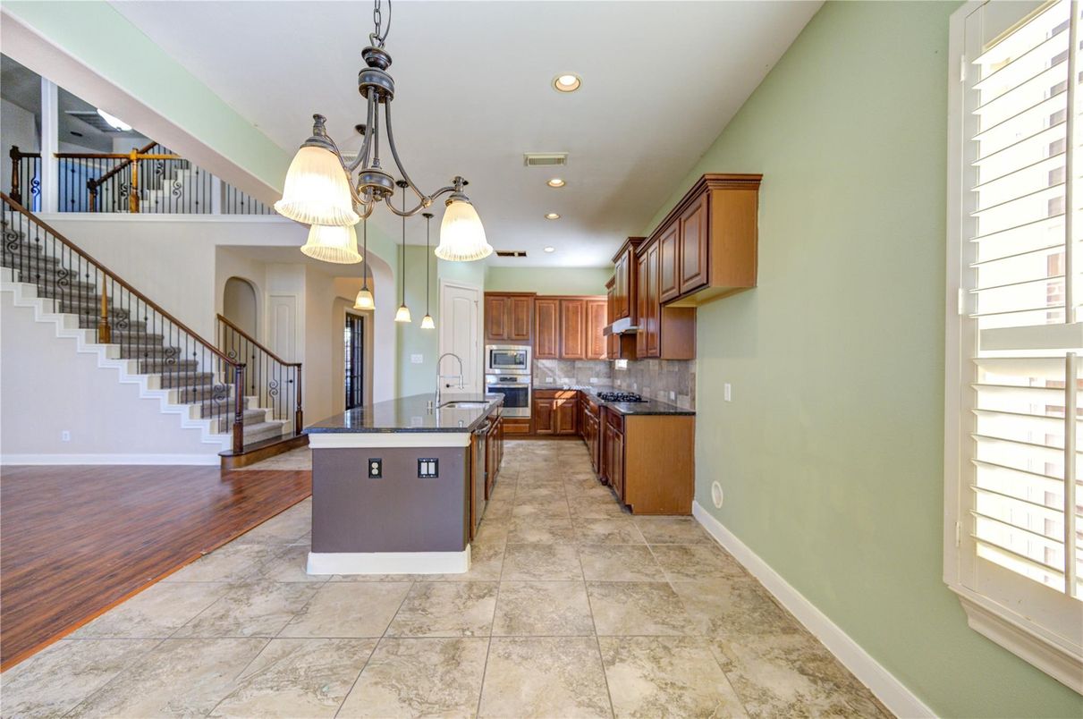 Interior, Kitchen, Pendant Lights, Recessed Lighting, Wood Texture Flooring