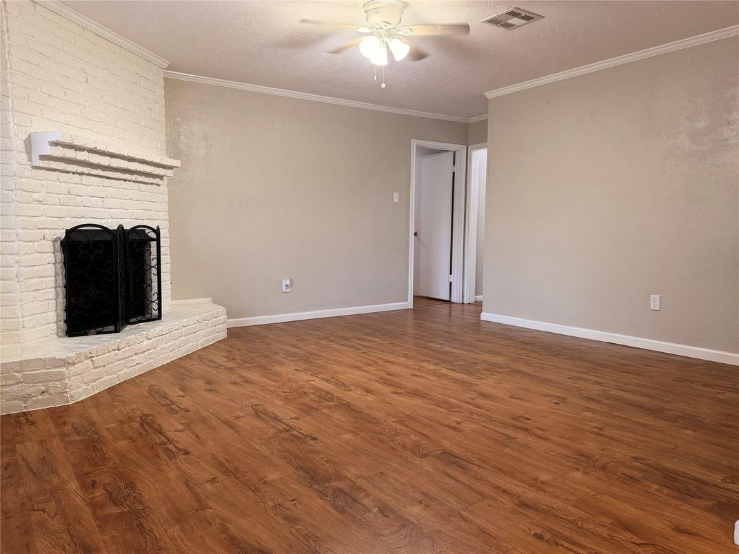 Empty room, Fireplace, Interior, Wood Texture Flooring