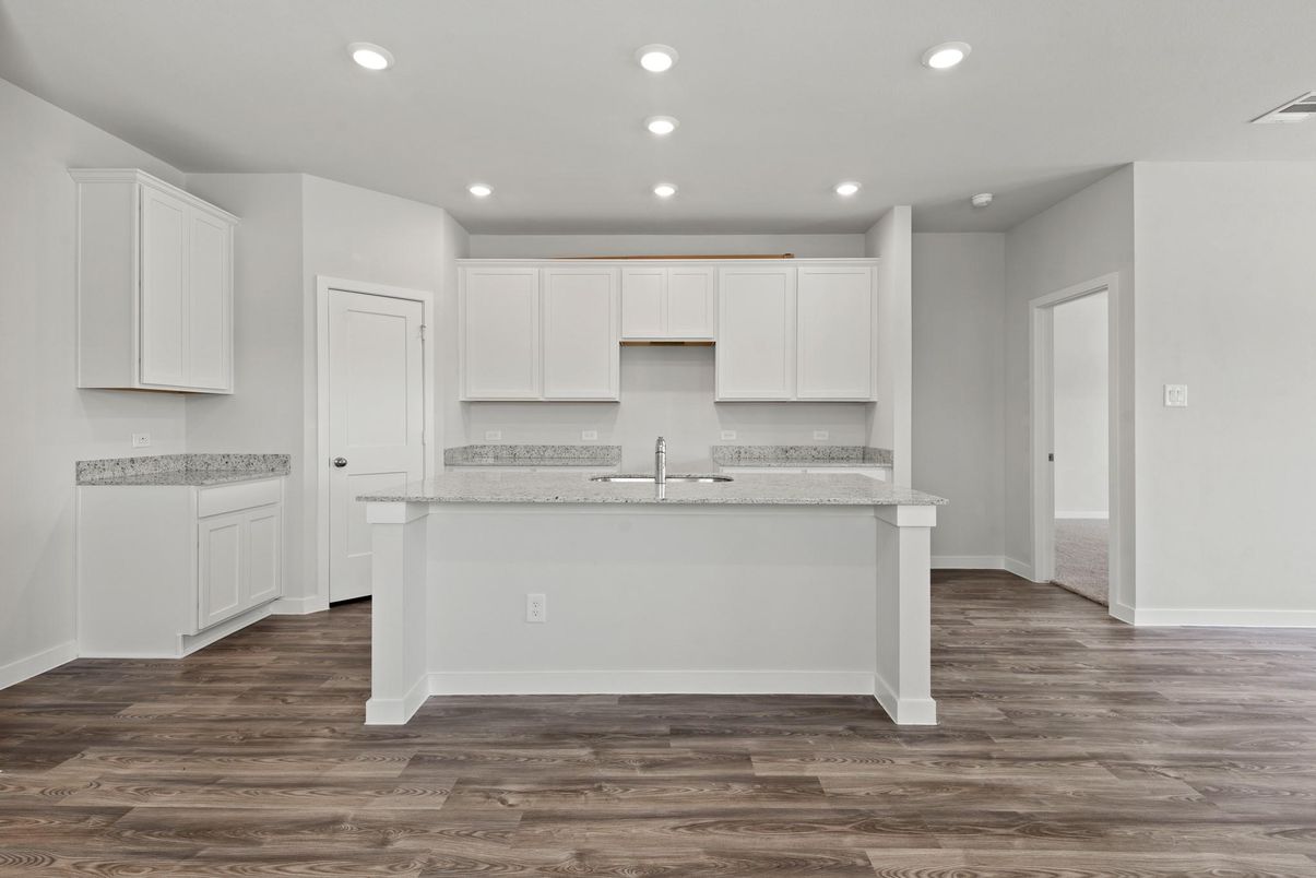 Interior, Kitchen, Recessed Lighting, Wood Texture Flooring