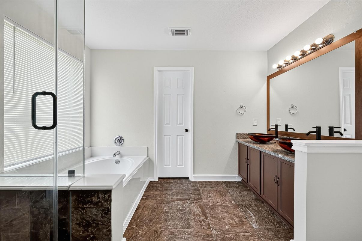 Bathroom, Dual Sink Vanities, Glass Shower, Interior