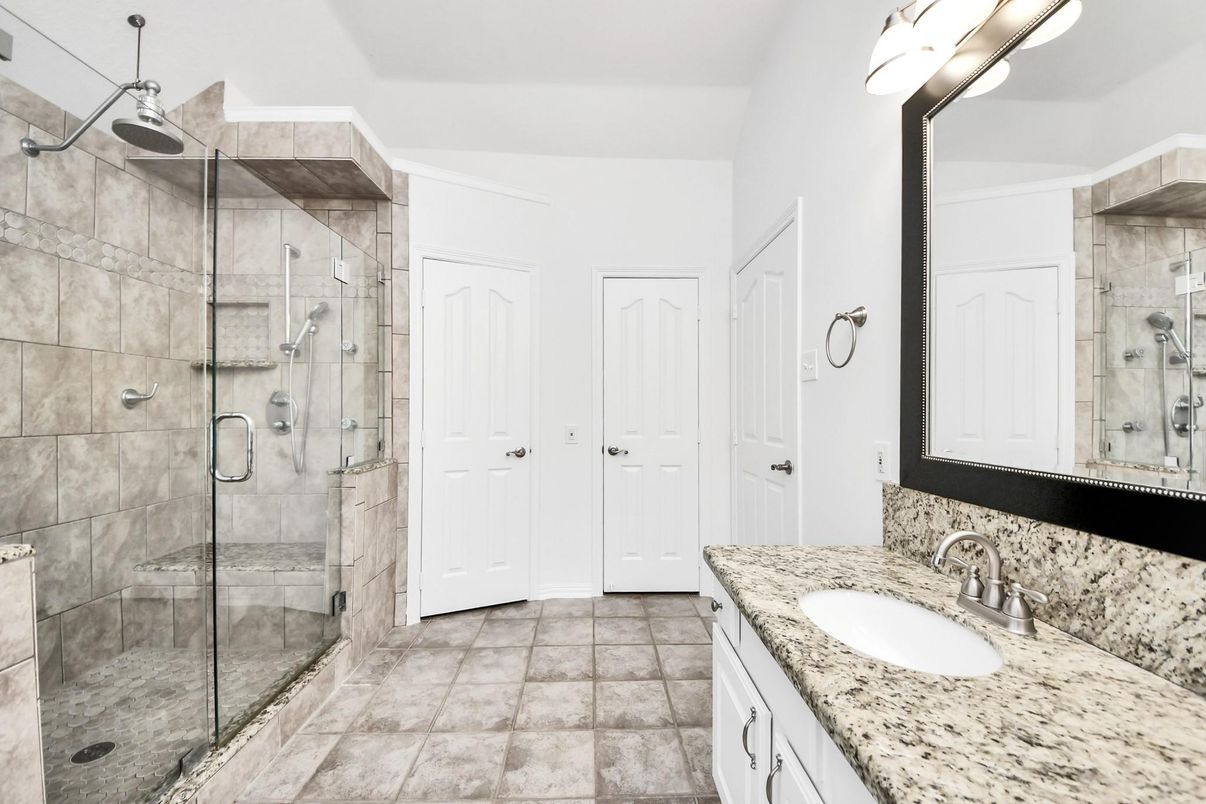 Bathroom, Dual Sink Vanities, Glass Shower, Interior
