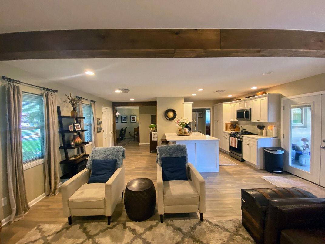 Interior, Kitchen, Recessed Lighting, Wood Texture Flooring