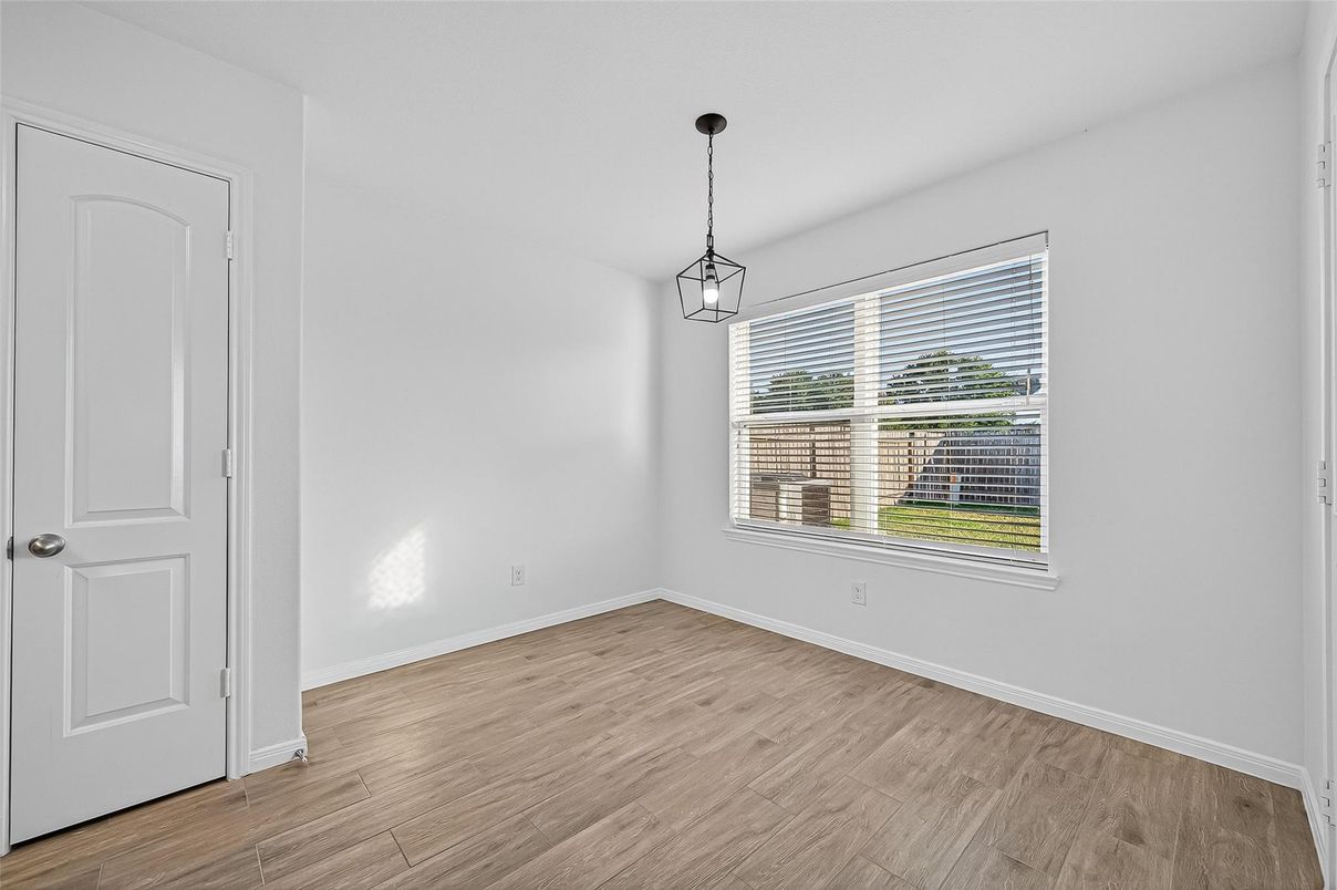 Empty room, Interior, Pendant Lights, Wood Texture Flooring