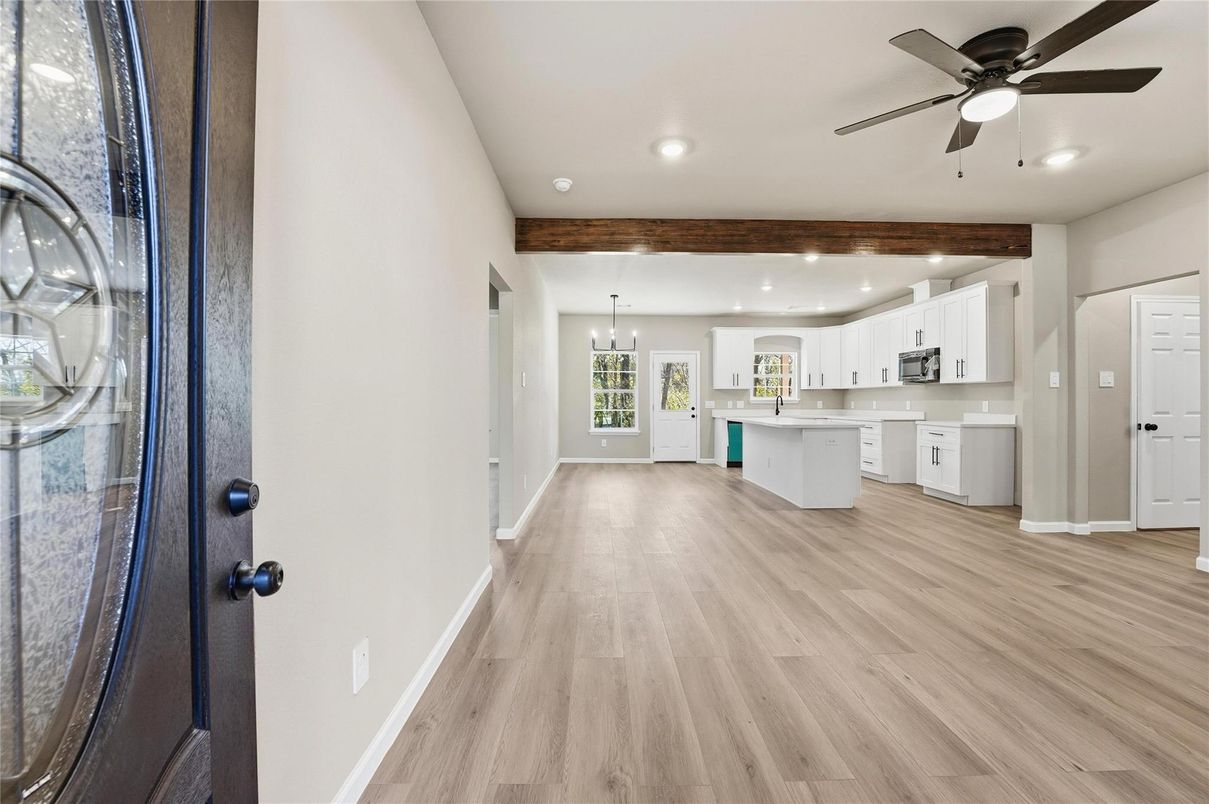 Interior, Kitchen, Pendant Lights, Recessed Lighting, Wood Texture Flooring
