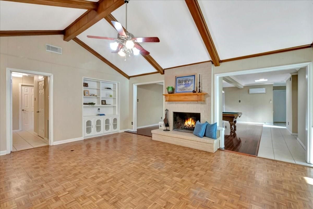Fireplace, Interior, Wooden Beams, Wood Texture Flooring