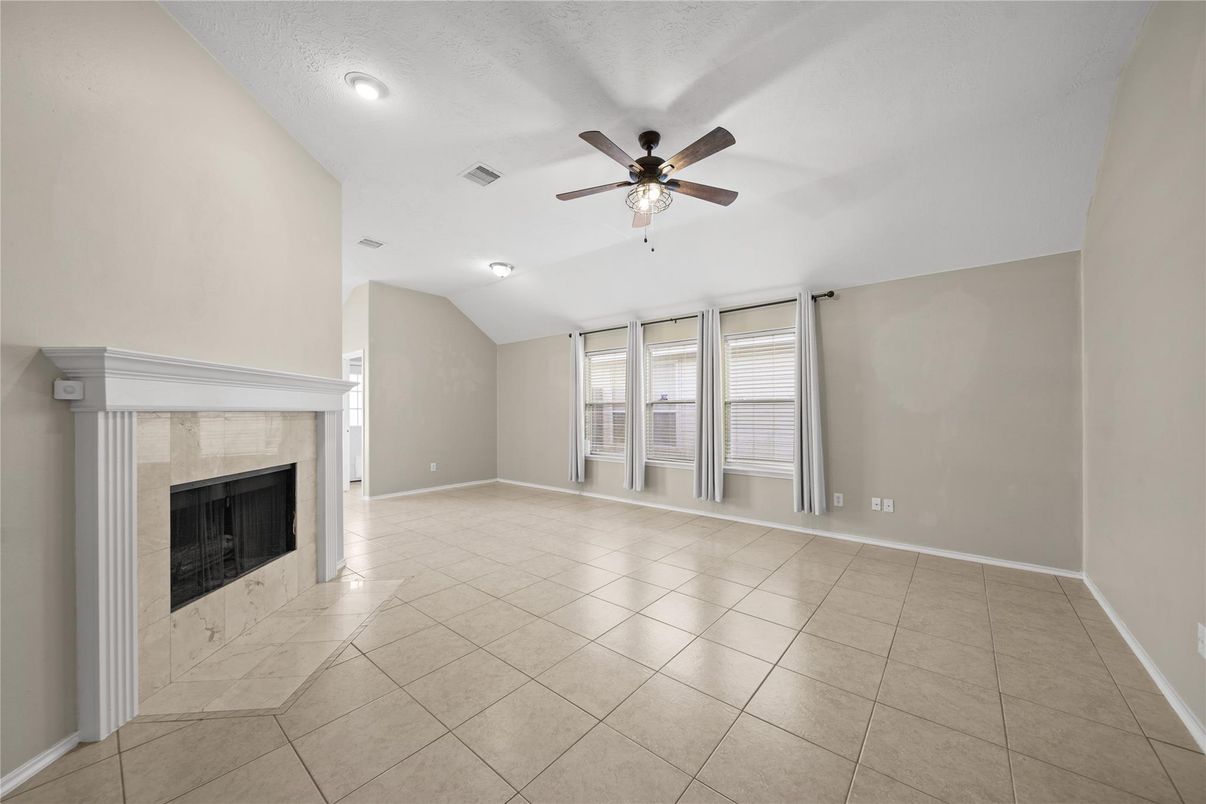 Empty room, Fireplace, Interior, Recessed Lighting