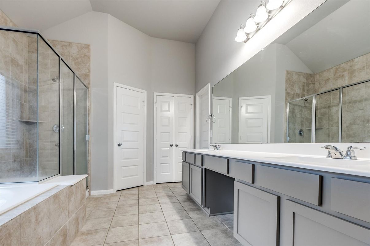 Bathroom, Dual Sink Vanities, Glass Shower, Interior