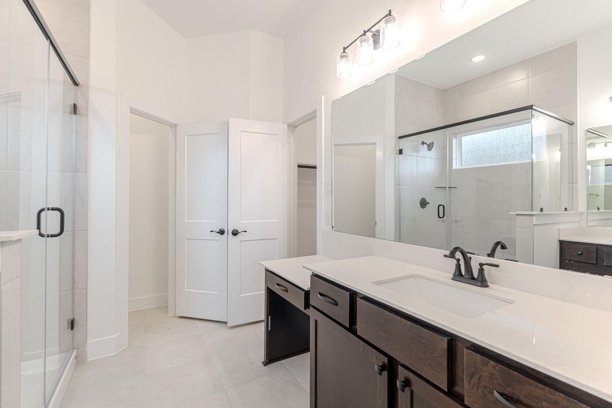 Bathroom, Dual Sink Vanities, Glass Shower, Interior, Recessed Lighting