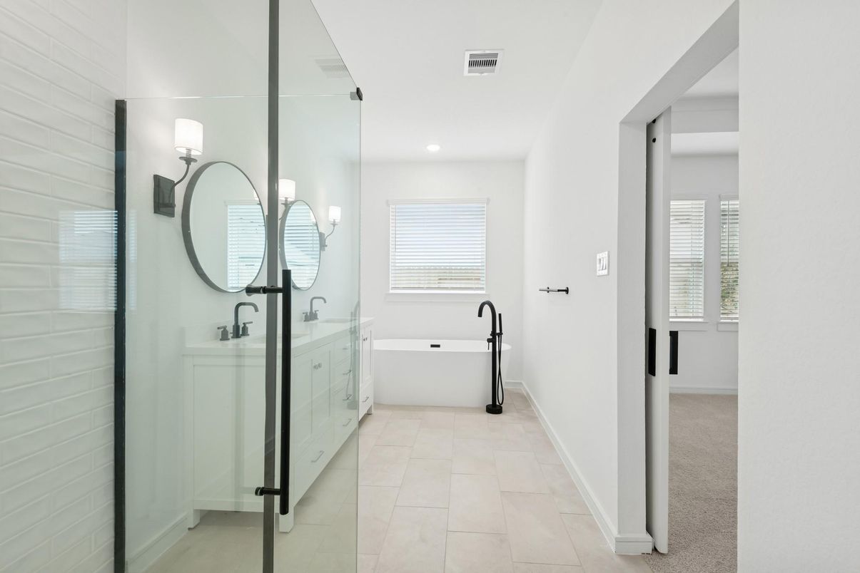 Bathroom, Dual Sink Vanities, Free Standing Baths, Interior, Recessed Lighting