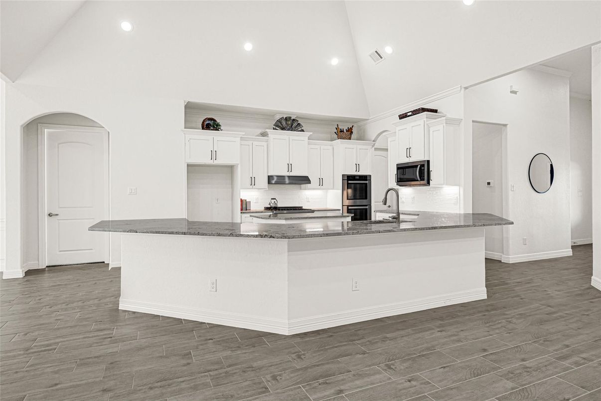 Interior, Kitchen, Recessed Lighting, Wood Texture Flooring