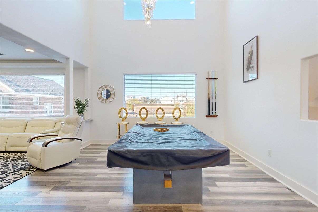 Game Room, Interior, Recessed Lighting, Wood Texture Flooring