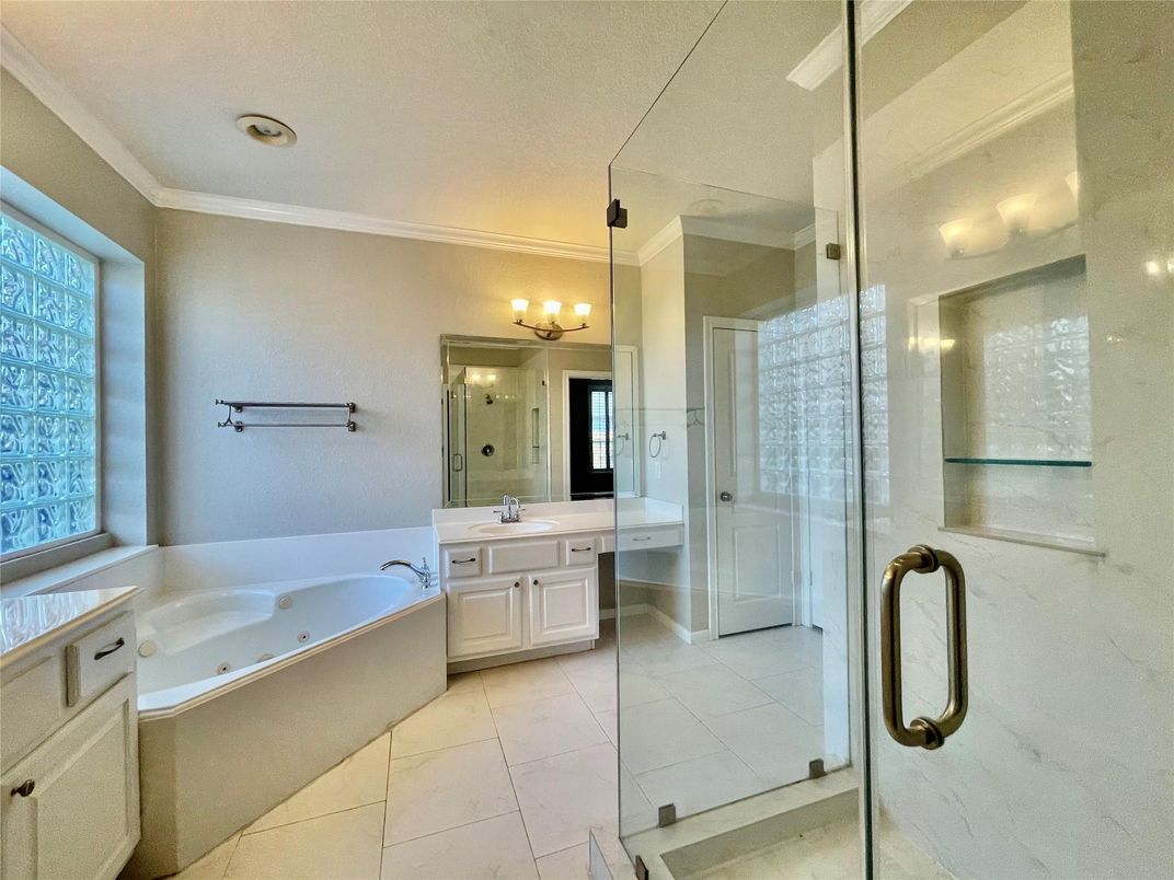 Bathroom, Glass Shower, Interior, Recessed Lighting