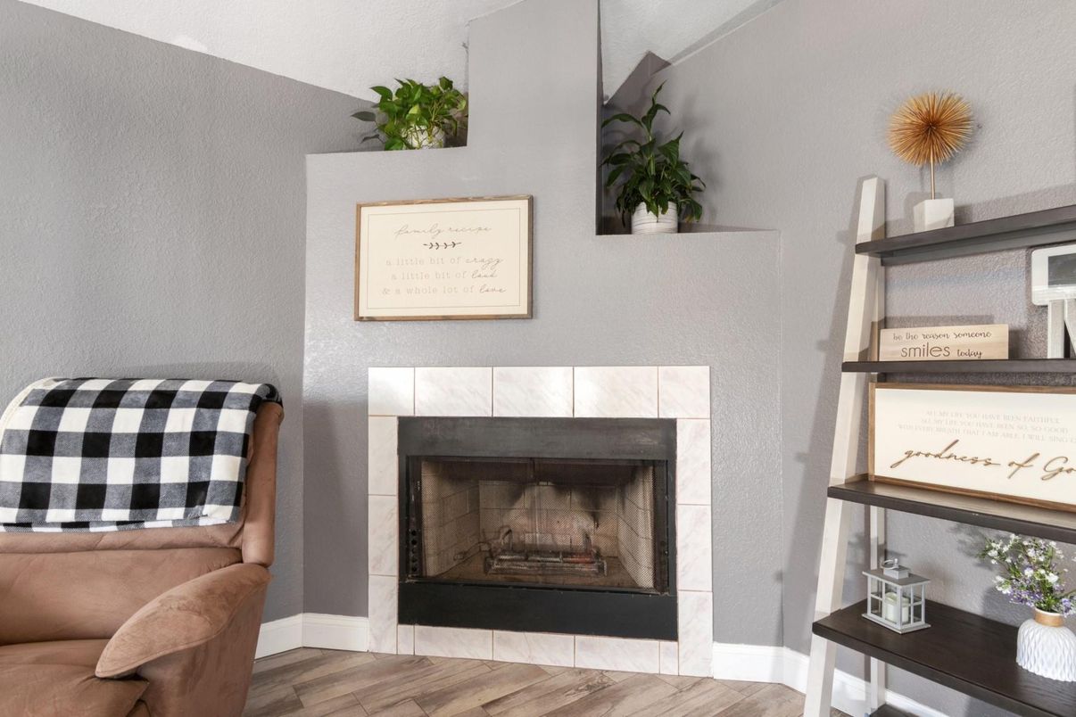 Fireplace, Interior, Wood Texture Flooring