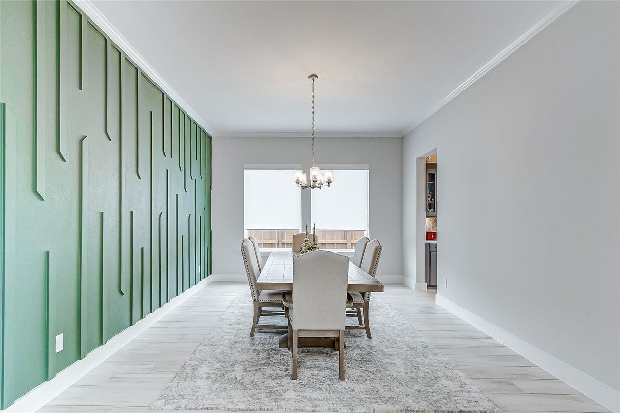 Chandelier, Dining room, Interior, Wood Texture Flooring