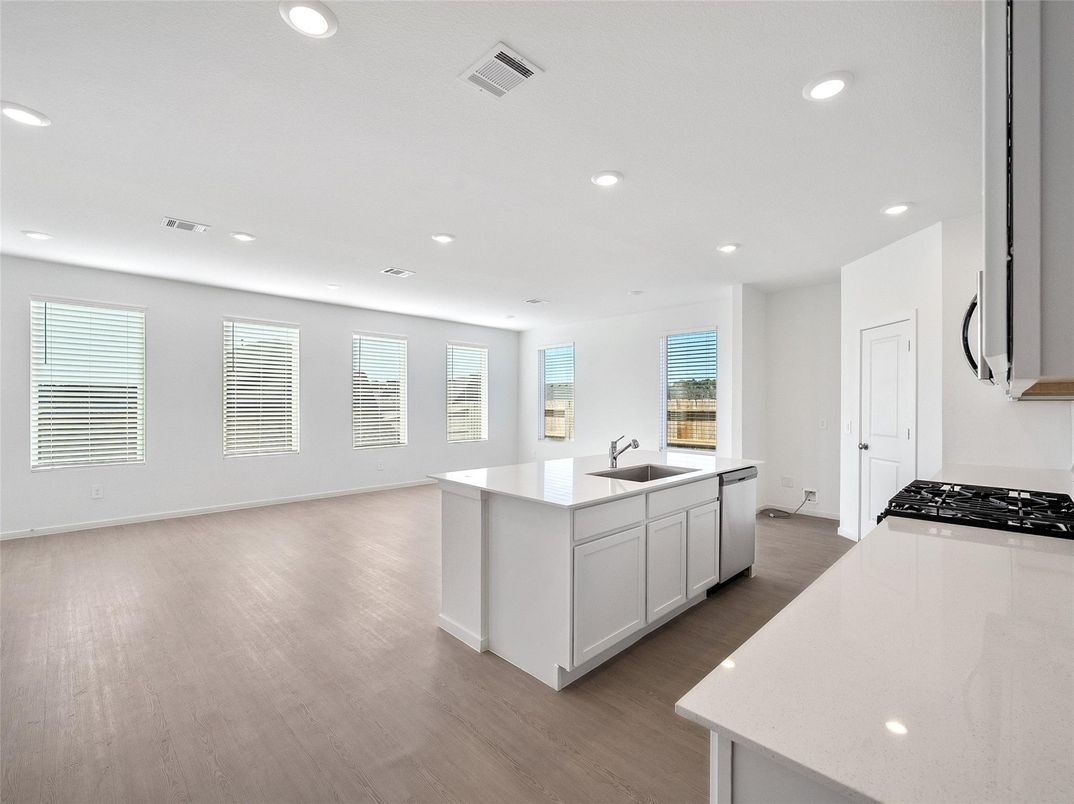 Interior, Kitchen, Recessed Lighting, Wood Texture Flooring