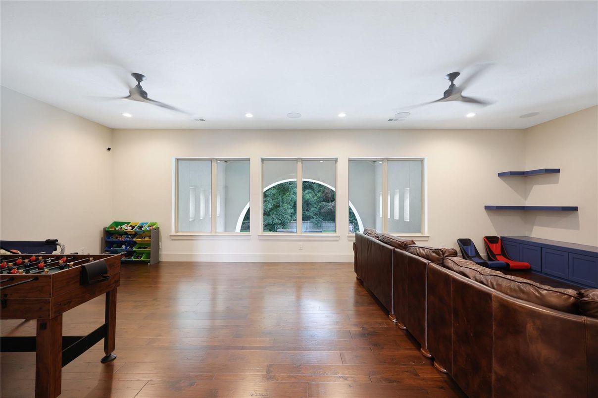 Game Room, Interior, Recessed Lighting, Wood Texture Flooring