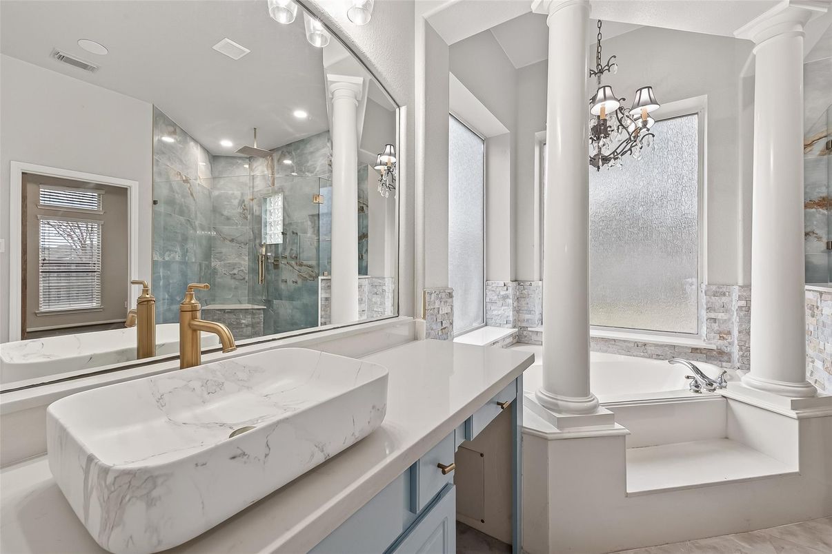 Bathroom, Glass Shower, Interior, Recessed Lighting