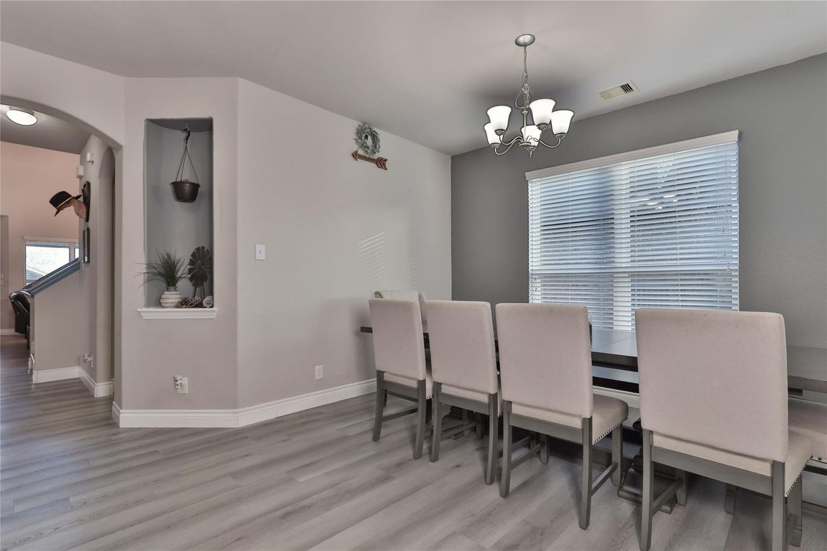 Chandelier, Dining room, Interior, Wood Texture Flooring