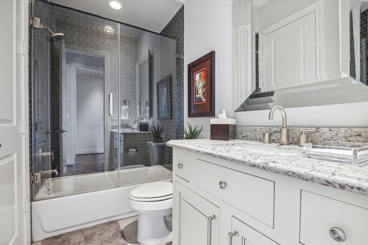 Bathroom, Glass Shower, Interior, Recessed Lighting