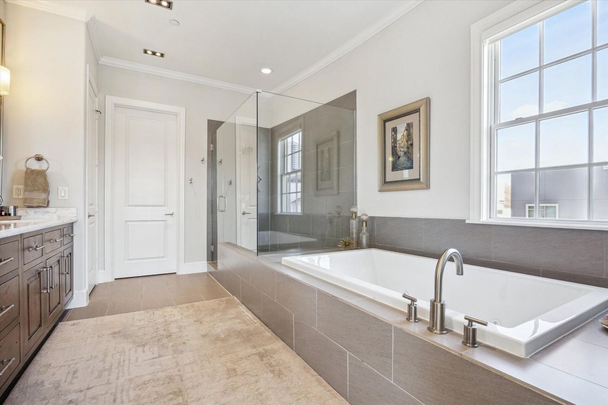 Bathroom, Glass Shower, Interior, Recessed Lighting