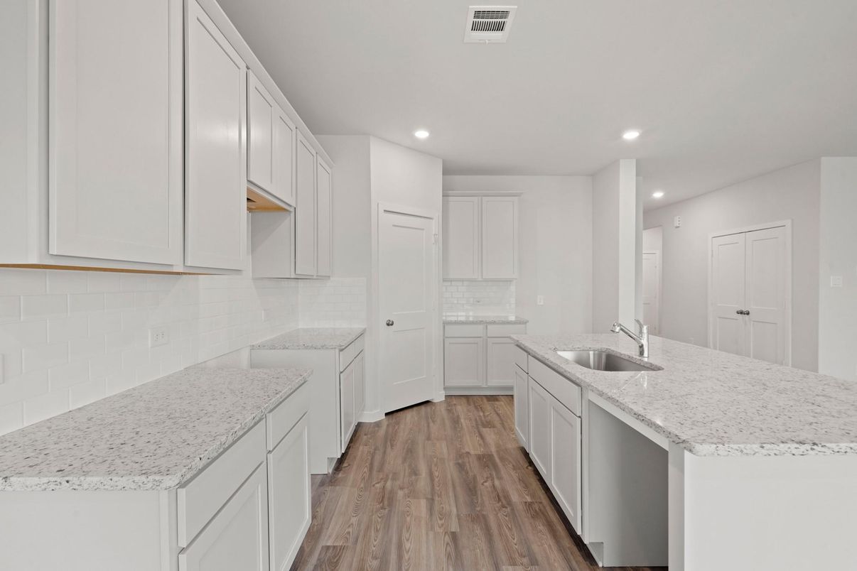 Interior, Kitchen, Recessed Lighting, Wood Texture Flooring