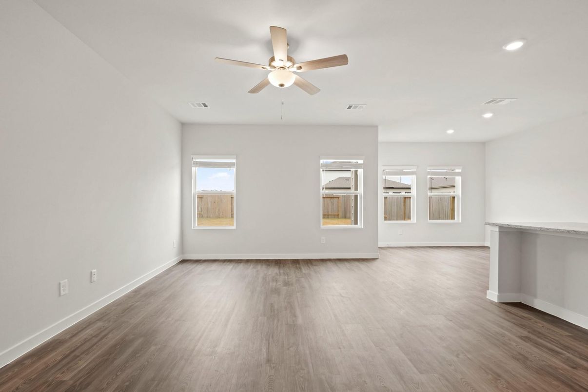 Empty room, Interior, Recessed Lighting, Wood Texture Flooring
