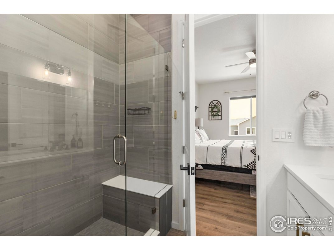 Bathroom, Bedroom, Glass Shower, Interior, Wood Texture Flooring