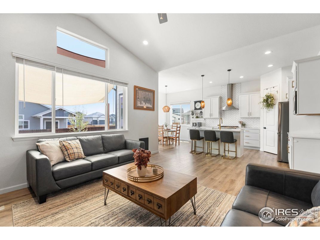 Dining room, Interior, Kitchen, Living room, Pendant Lights, Recessed Lighting, Wood Texture Flooring