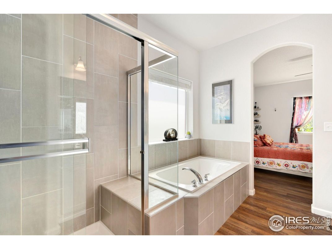 Bathroom, Bedroom, Glass Shower, Interior, Wood Texture Flooring