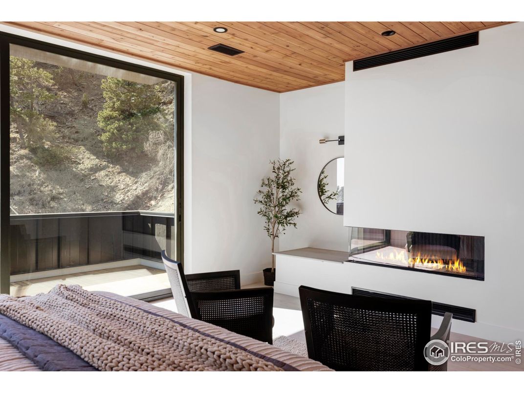 Fireplace, Interior, Recessed Lighting, Wooden Ceilings