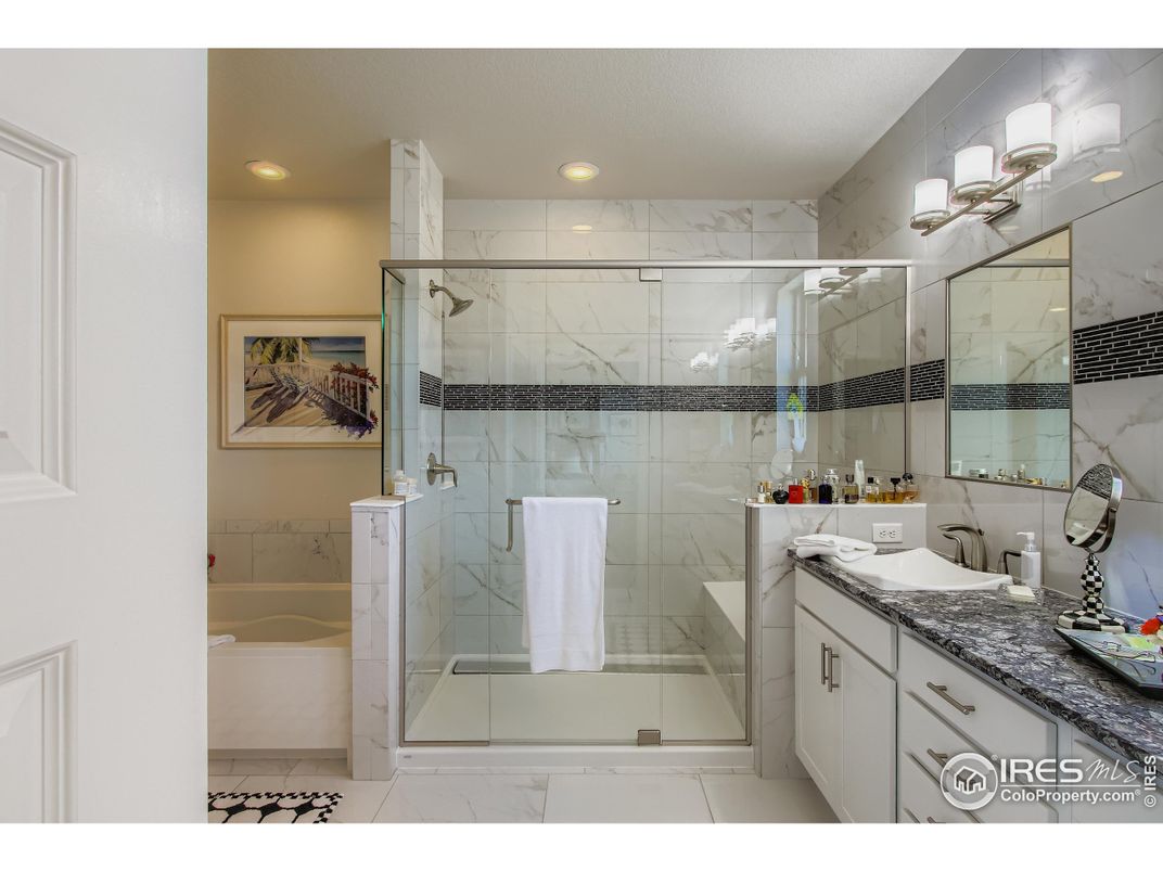Bathroom, Glass Shower, Interior, Marble Walls, Recessed Lighting