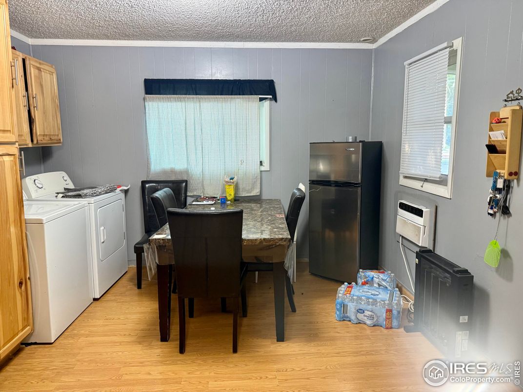 Dining room, Interior, Washer, Wood Texture Flooring