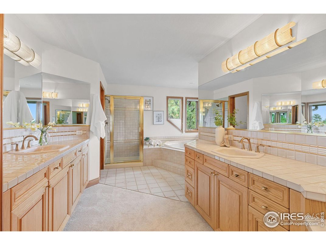 Bathroom, Dual Sink Vanities, Glass Shower, Interior, Tile Countertops