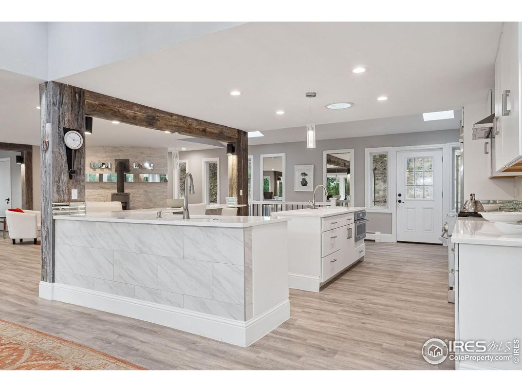 Interior, Kitchen, Pendant Lights, Recessed Lighting, Wood Texture Flooring