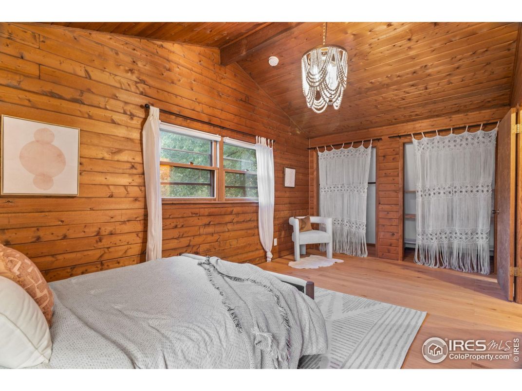 Bedroom, Interior, Pendant Lights, Wooden Beams, Wooden Ceilings, Wood Texture Flooring, Wooden Walls