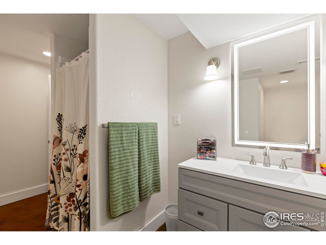 Bathroom, Interior, Recessed Lighting, Wood Texture Flooring