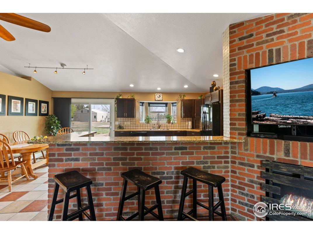 Dining room, Fireplace, Interior, Kitchen, Recessed Lighting