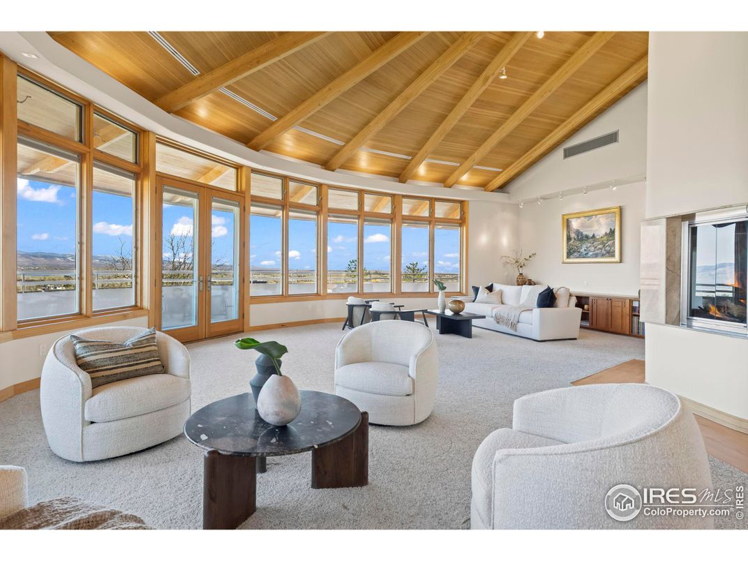Fireplace, Interior, Living room, Water, Wooden Beams, Wooden Ceilings, Wood Texture Flooring