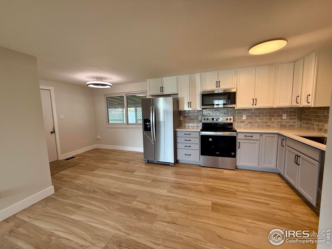 Interior, Kitchen, Stainless Steel Appliances, Wood Texture Flooring