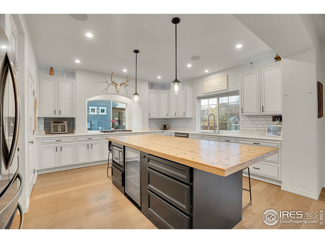 Interior, Kitchen, Pendant Lights, Recessed Lighting, Wood Texture Flooring
