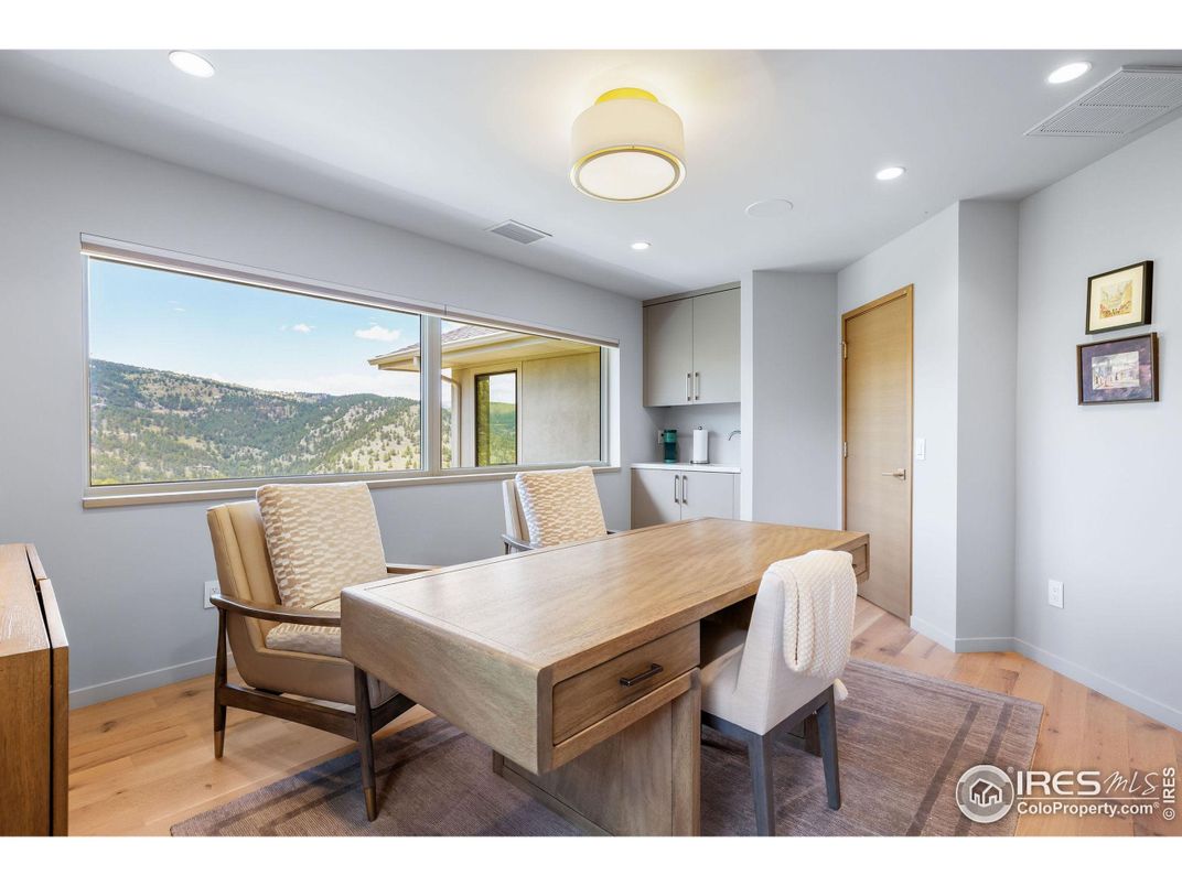 Home Office, Interior, Recessed Lighting, Wood Texture Flooring