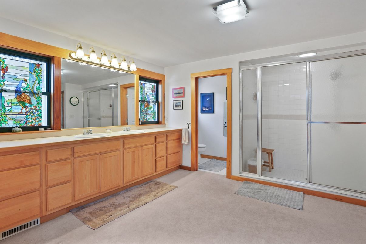 Bathroom, Dual Sink Vanities, Glass Shower, Interior