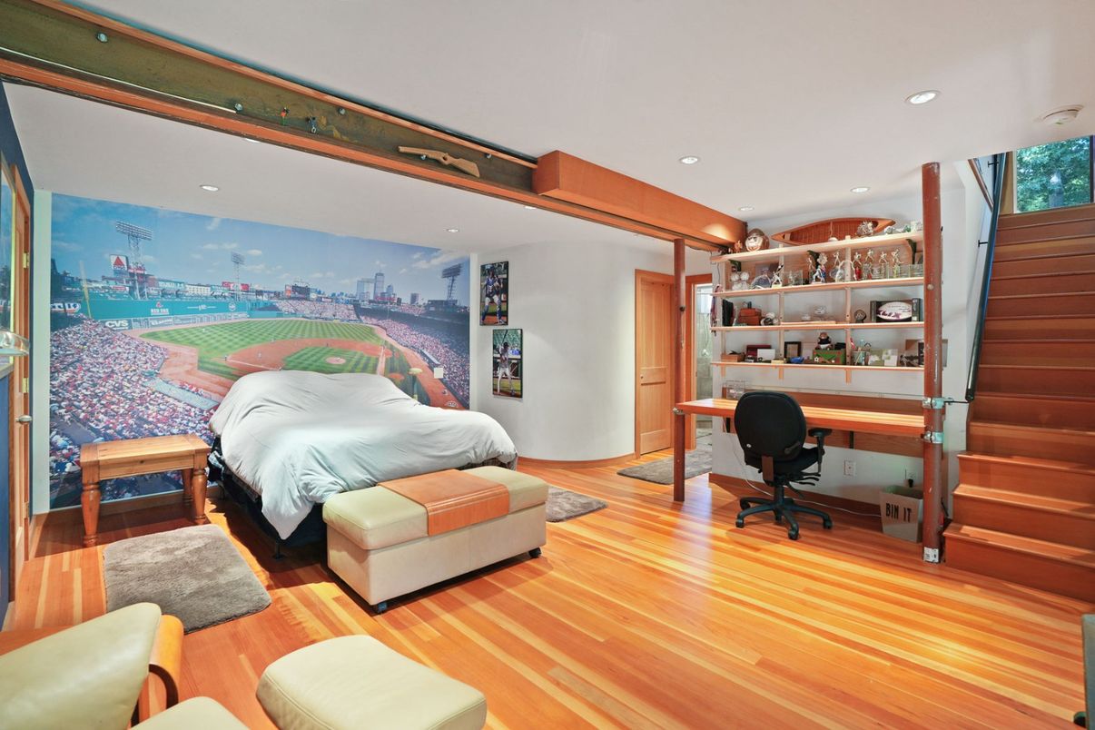 Bedroom, Home Office, Interior, Recessed Lighting, Wood Texture Flooring