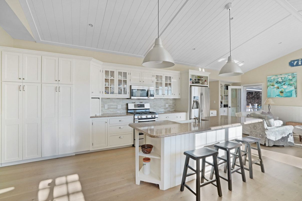 Interior, Kitchen, Pendant Lights, Stainless Steel Appliances, Wood Texture Flooring