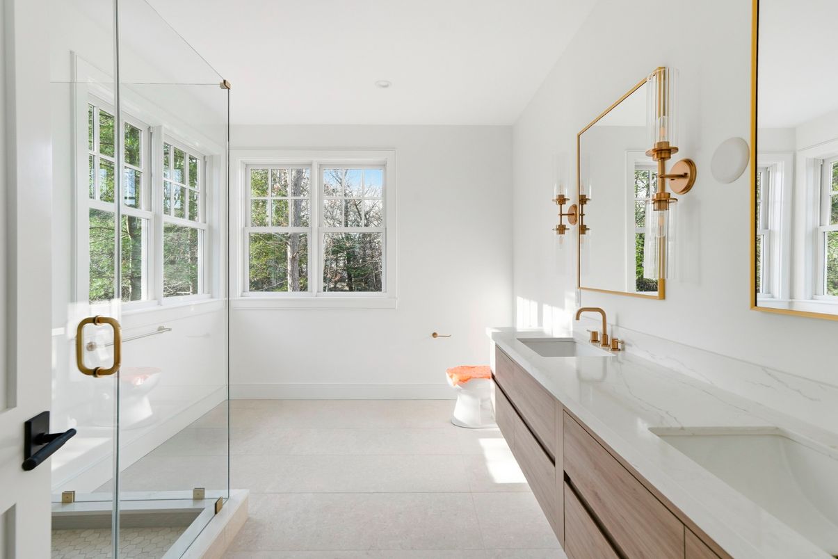 Bathroom, Dual Sink Vanities, Glass Shower, Interior