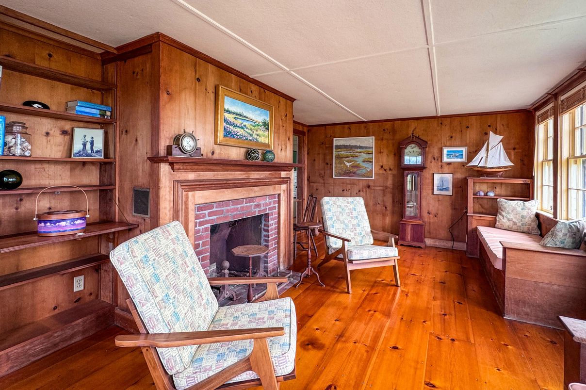 Fireplace, Interior, Wood Texture Flooring, Wooden Walls