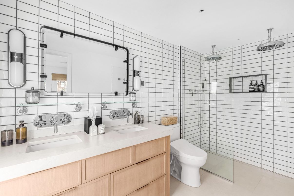 Bathroom, Dual Sink Vanities, Glass Shower, Interior