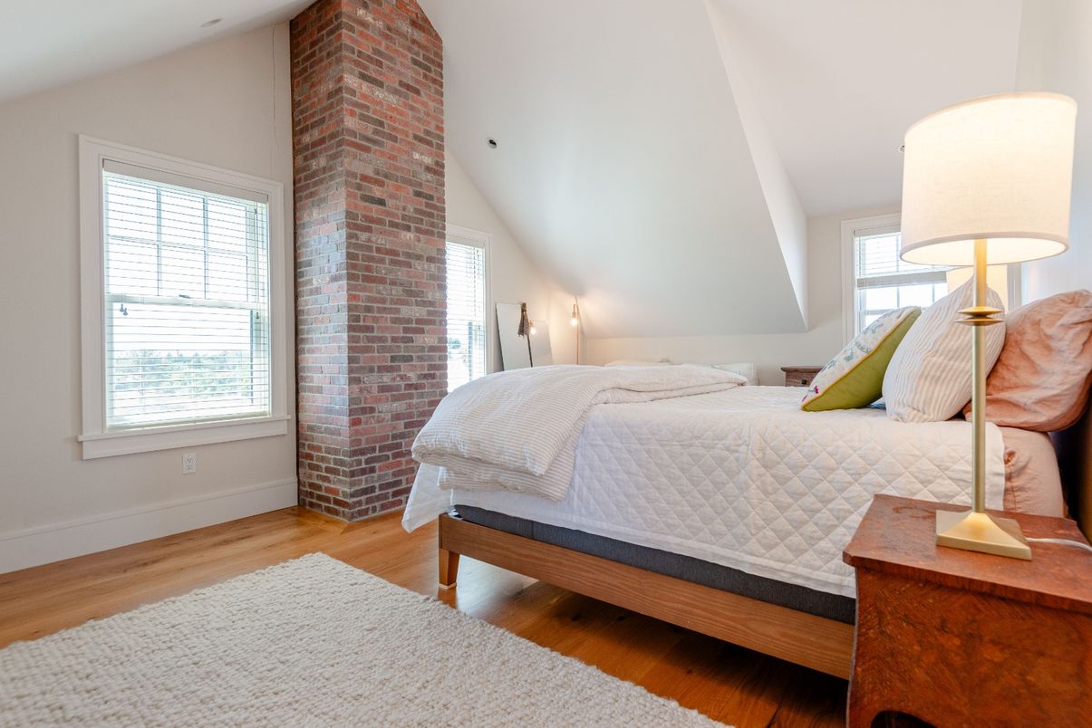 Bedroom, Interior, Stone Walls, Wood Texture Flooring